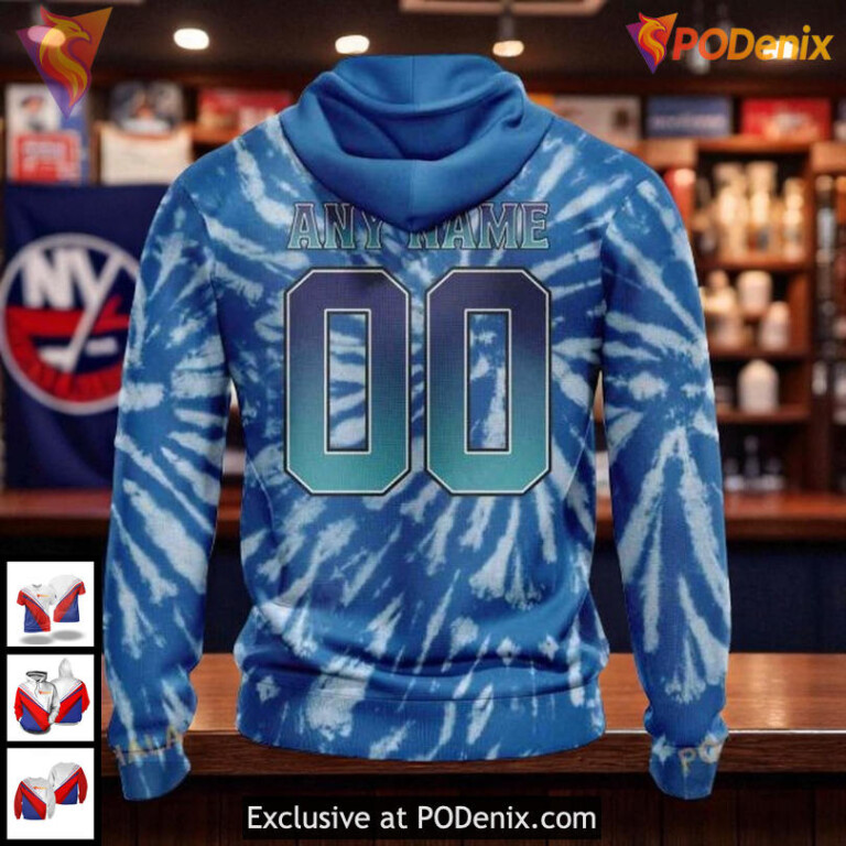 New York Islanders Hoodie Retro Vintage Tie Dye Style NHL 3D Hoodie Design - 1