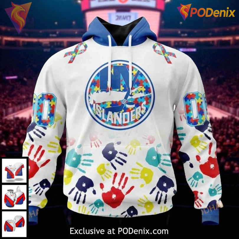 New York Islanders Hoodie Sweatshirt Custom NHL Autism Awareness 3D Design