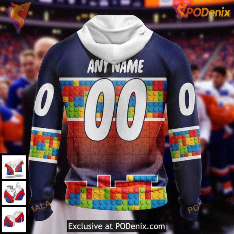 New York Islanders Hoodie Sweatshirt Custom Puzzle Gradient NHL 3D Design - 1