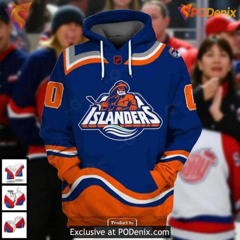 New York Islanders Hoodie Sweatshirt Custom Retro Name Number NHL 3D Design