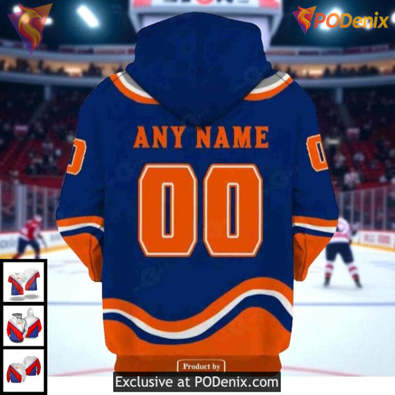 New York Islanders Hoodie Sweatshirt Custom Retro Name Number NHL 3D Design - 1