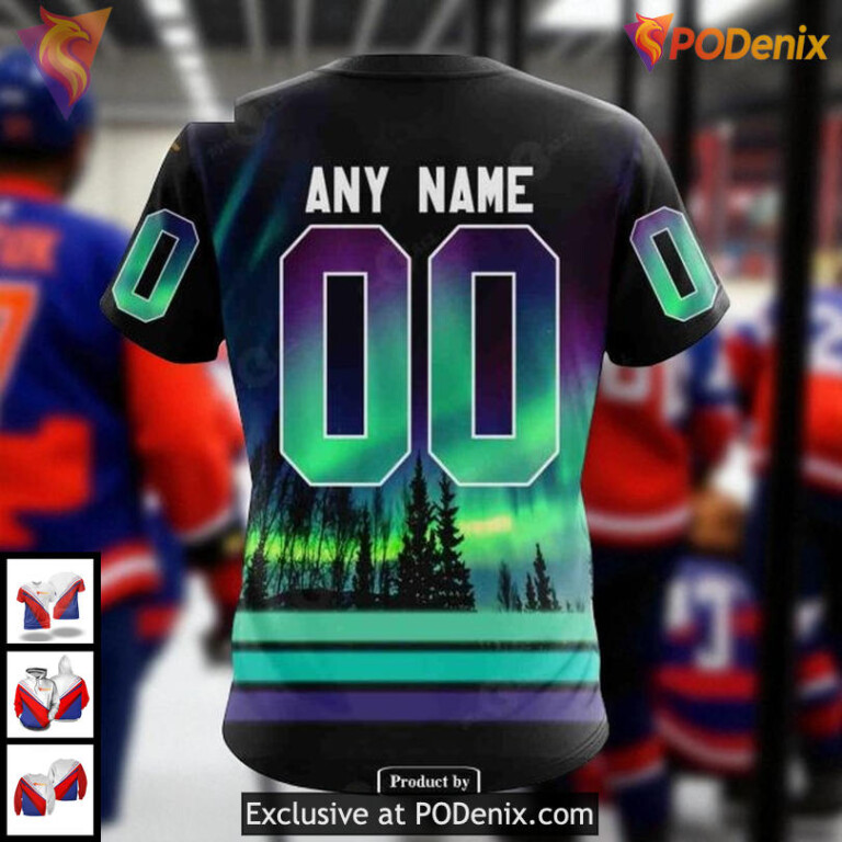 New York Islanders Pullover Hoodie Aurora Borealis Custom NHL 3D Design - 3