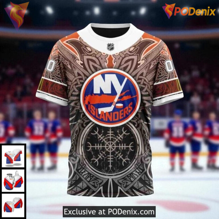New York Islanders Pullover Hoodie Norse Viking Symbol Design NHL 3D - 2