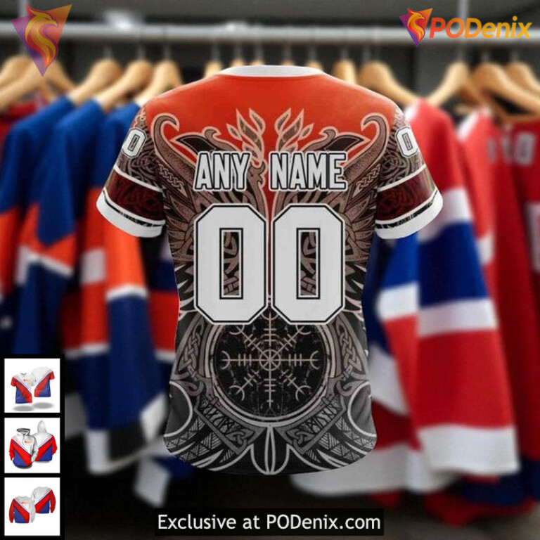 New York Islanders Pullover Hoodie Norse Viking Symbol Design NHL 3D - 3