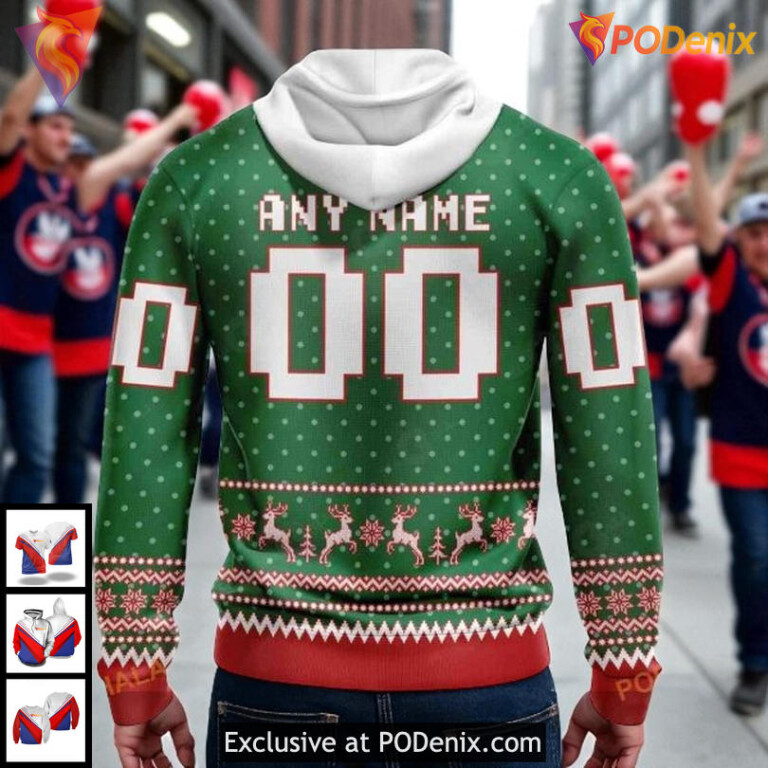 New York Islanders Zip Up Hoodie Christmas Edition NHL 3D Hoodie Holiday Style - 1