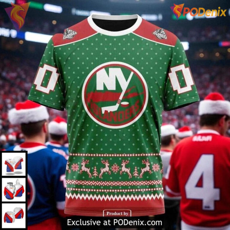 New York Islanders Zip Up Hoodie Christmas Edition NHL 3D Hoodie Holiday Style - 2