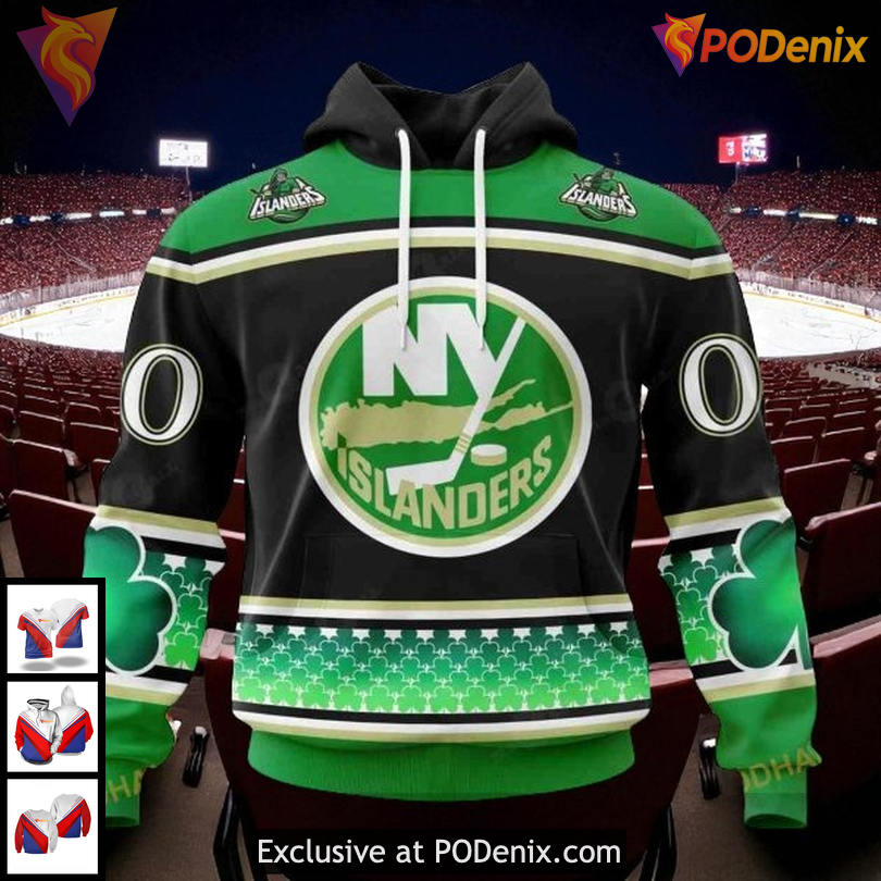 New York Islanders Zip Up Hoodie, Custom NHL St Patricks Day All Over Print