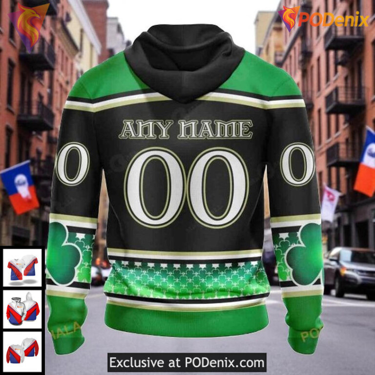 New York Islanders Zip Up Hoodie, Custom NHL St Patricks Day All Over Print - 1