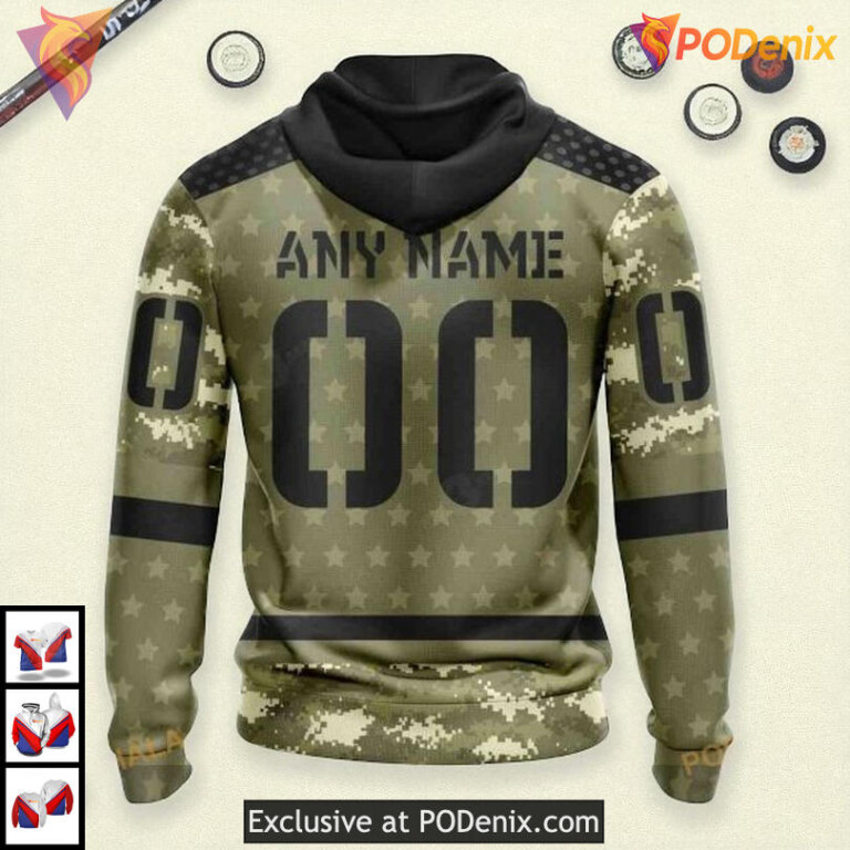 New York Rangers All Over Print Hoodie Camo Military Appreciation Custom NHL - 1