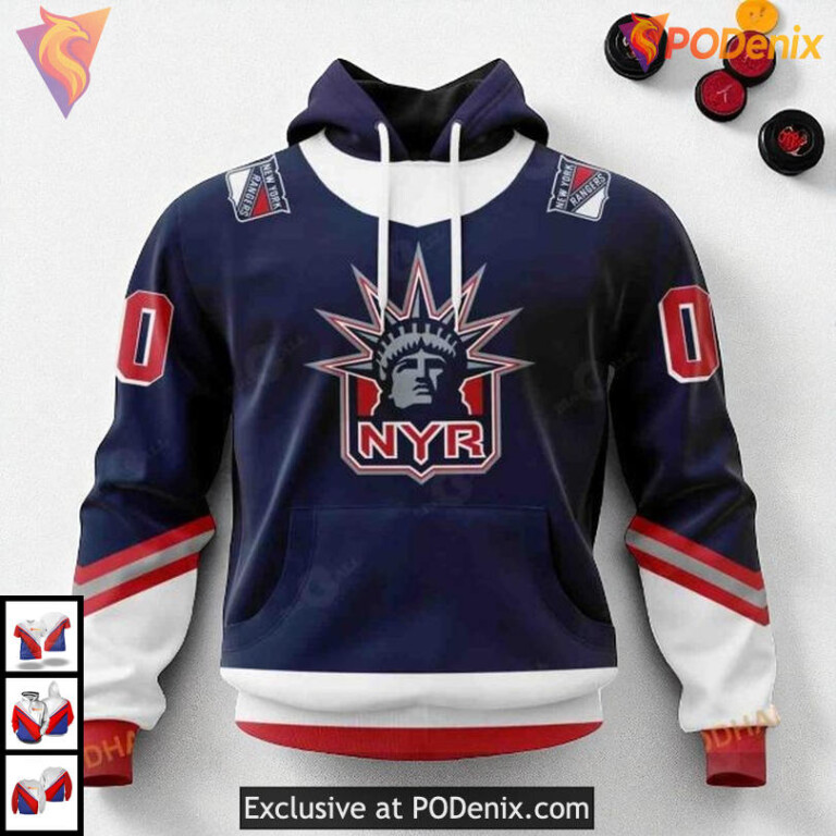 New York Rangers Full Print Hoodie Unisex Retro Concepts Custom NHL 3D