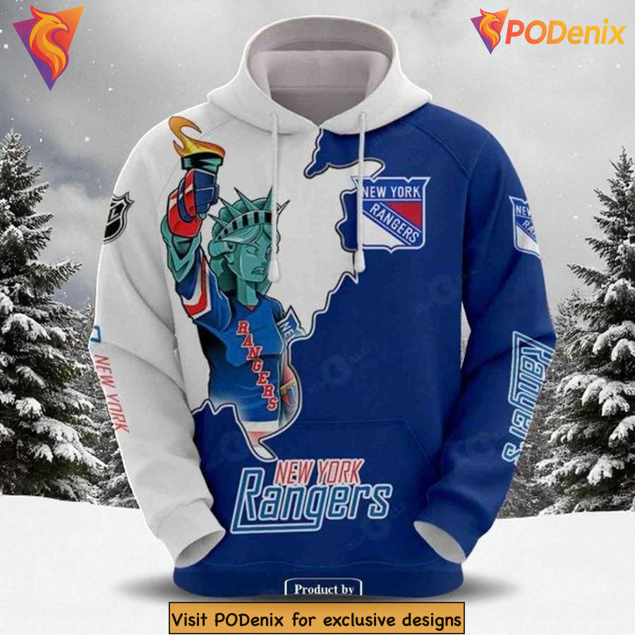 New York Rangers Hoodie 3D, Statue Of Liberty Inspired NHL Fan Sweatshirt New York Rangers Hoodie 3D, Statue Of Liberty Inspired NHL Fan Sweatshirt