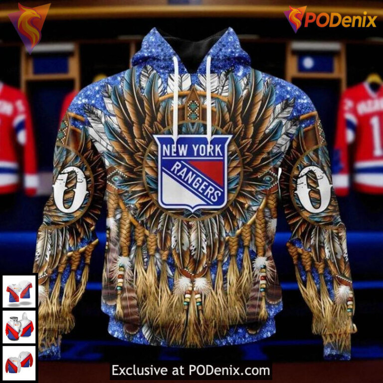 New York Rangers Kids Hoodie Native Costume Design Custom NHL 3D Shirt