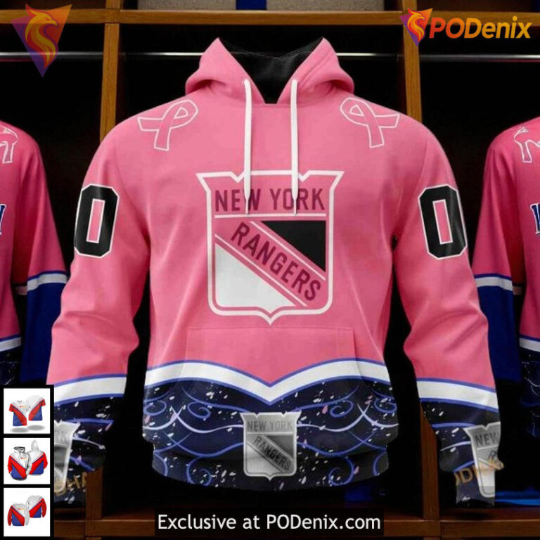 New York Rangers Mens Hoodie Fights Cancer Custom NHL 3D Fan Apparel