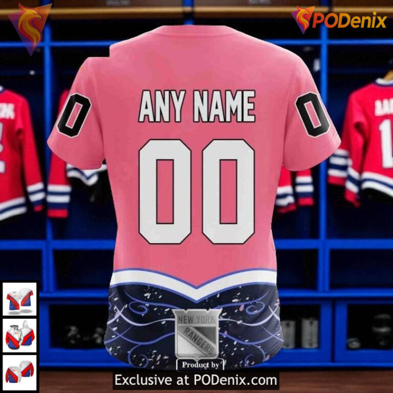 New York Rangers Mens Hoodie Fights Cancer Custom NHL 3D Fan Apparel - 3