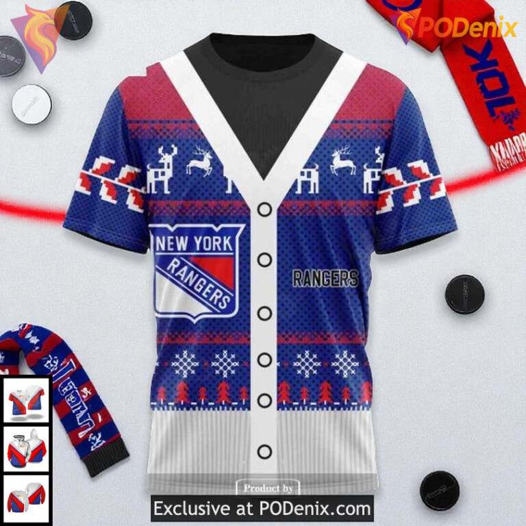 New York Rangers Sweatshirt Hoodie Christmas Season Custom NHL 3D Apparel - 2