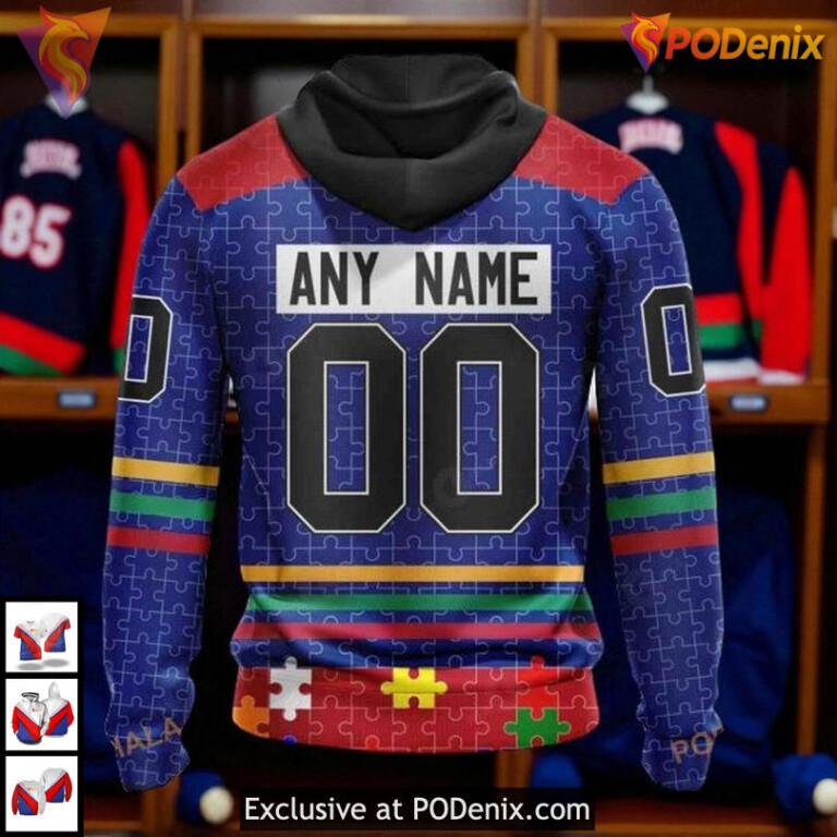 New York Rangers Winter Hoodie Fearless Against Autism Custom NHL 3D - 1