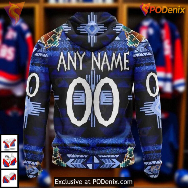 New York Rangers Youth Hoodie Native Costume Custom NHL 3D Apparel - 1
