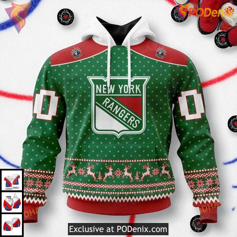 New York Rangers Zip Up Hoodie Christmas Apparel Custom NHL 3D Style