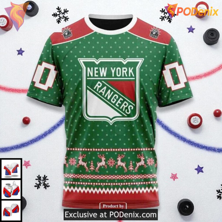 New York Rangers Zip Up Hoodie Christmas Apparel Custom NHL 3D Style - 2