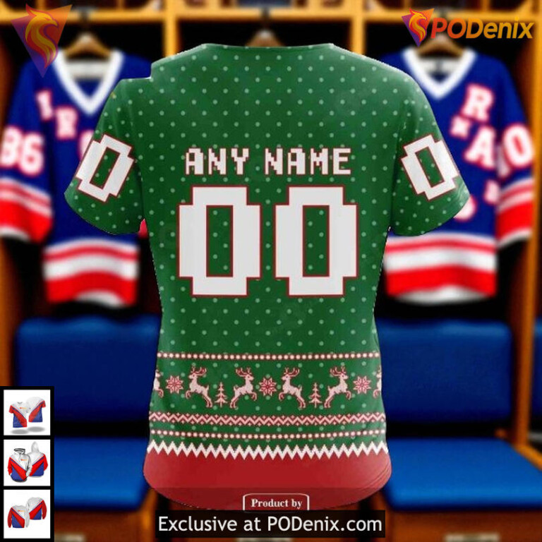New York Rangers Zip Up Hoodie Christmas Apparel Custom NHL 3D Style - 3
