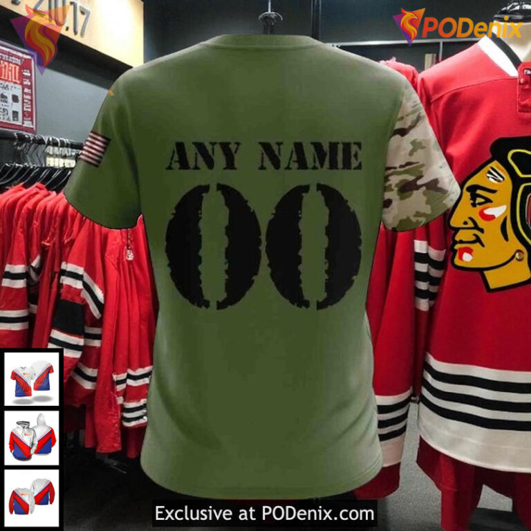 NHL Blackhawks All Over Print 3D Hoodie Camo Skull Design With American Flag - 3