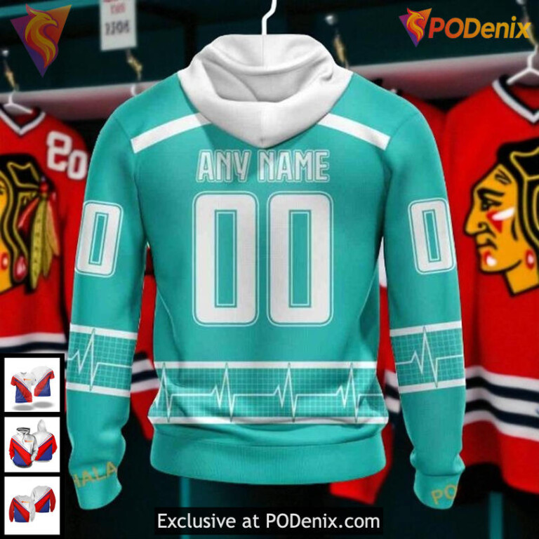 NHL Blackhawks All Over Print 3D Hoodie Healthcare Heroes Tribute Custom - 1