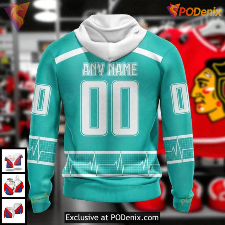 NHL Blackhawks All Over Print 3D Hoodie Healthcare Heroes Tribute Design - 1