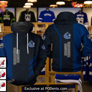 NHL Canucks All Over Print 3D Hoodie, Custom Vancouver Canucks Hoodie Design