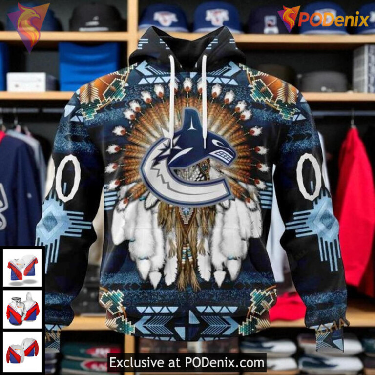 NHL Canucks All Over Print 3D Hoodie, Native Costume Vancouver Canucks