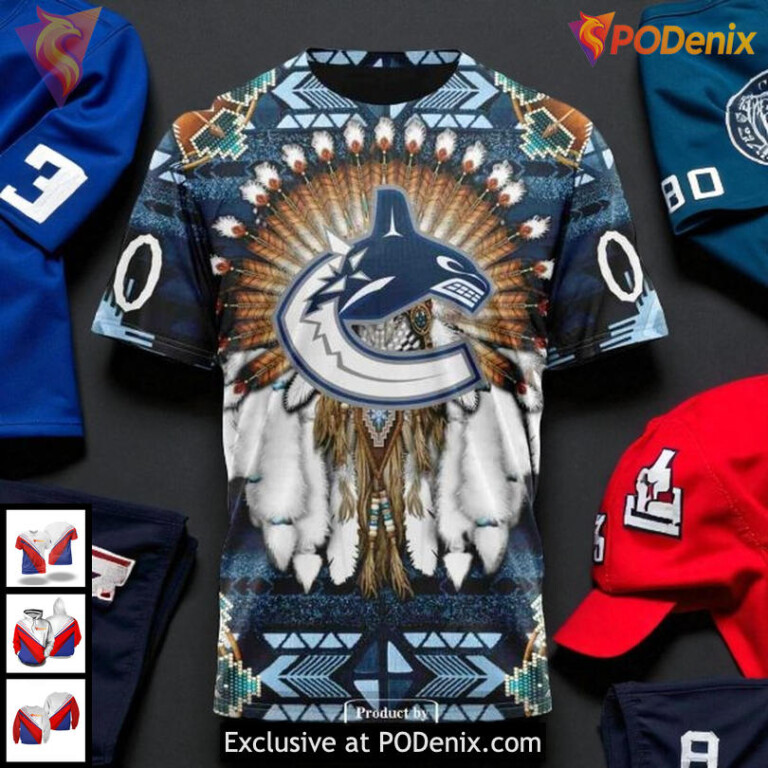 NHL Canucks All Over Print 3D Hoodie, Native Costume Vancouver Canucks - 2