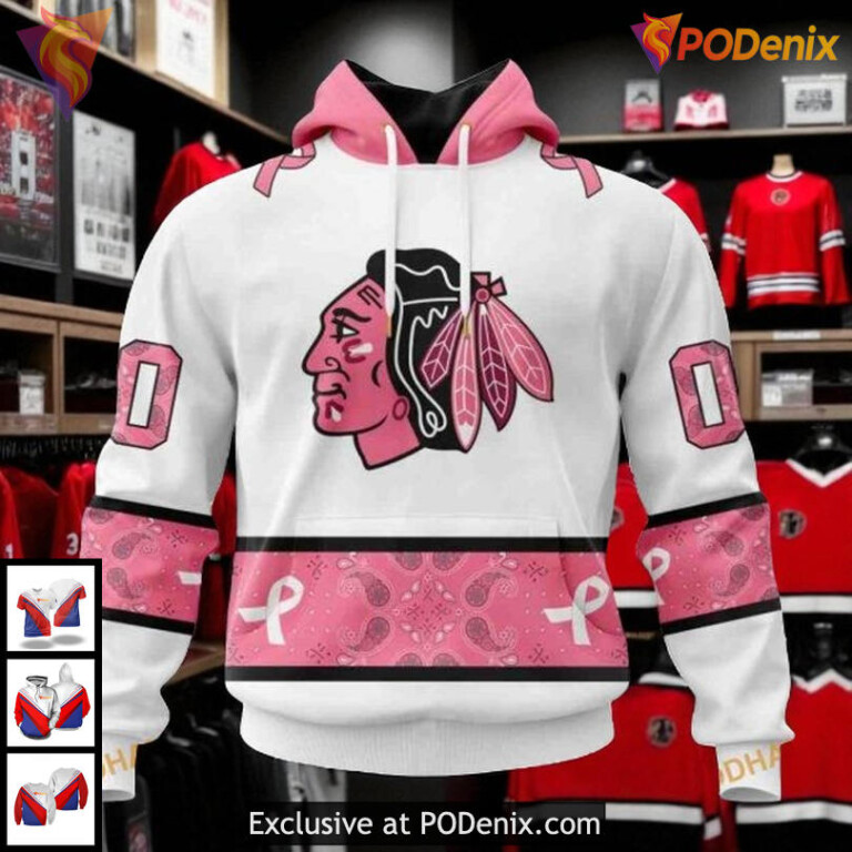 NHL Chicago Blackhawks Hoodie 3D In October We Wear Pink Breast Cancer Edition
