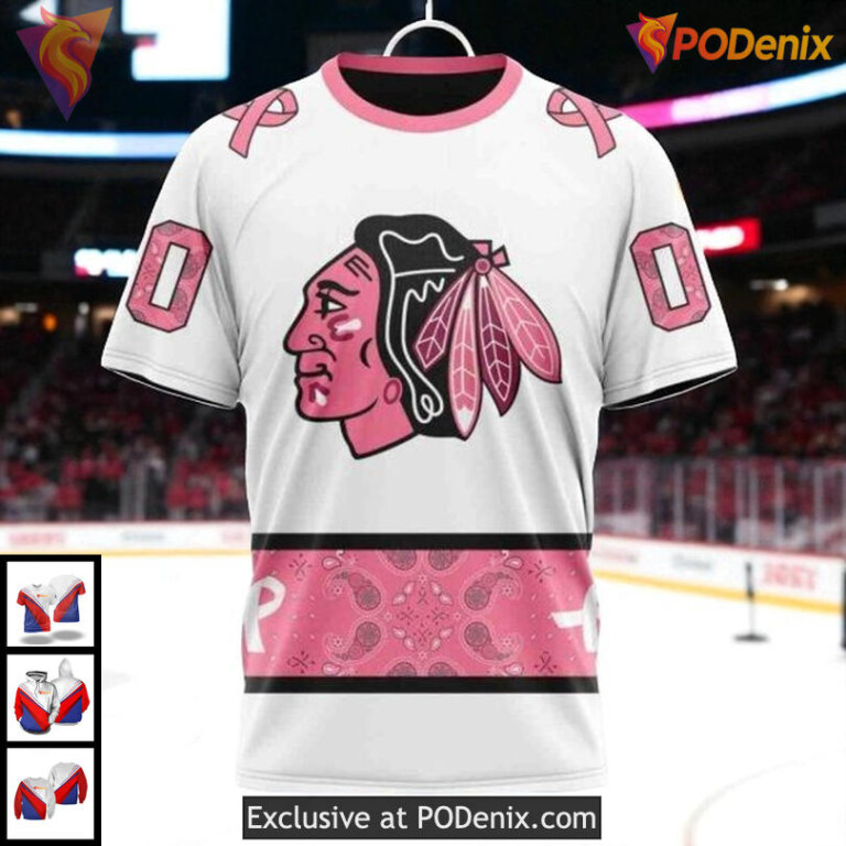 NHL Chicago Blackhawks Hoodie 3D In October We Wear Pink Breast Cancer Edition - 2