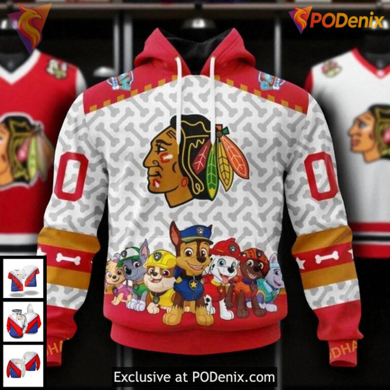 NHL Chicago Blackhawks Hoodie, Custom Paw Patrol Design All Over Print 3D