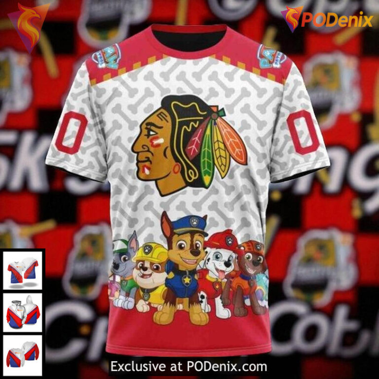NHL Chicago Blackhawks Hoodie, Custom Paw Patrol Design All Over Print 3D - 2