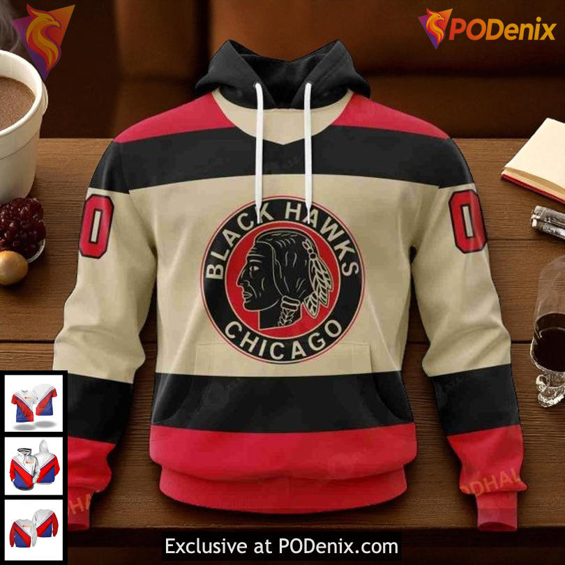NHL Chicago Blackhawks Hoodie Retro Concepts Unisex All Over Print 3D