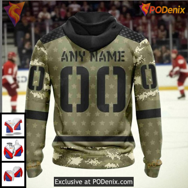 NHL Detroit Red Wings Hoodie 3D Camo Military Appreciation Custom Design - 1