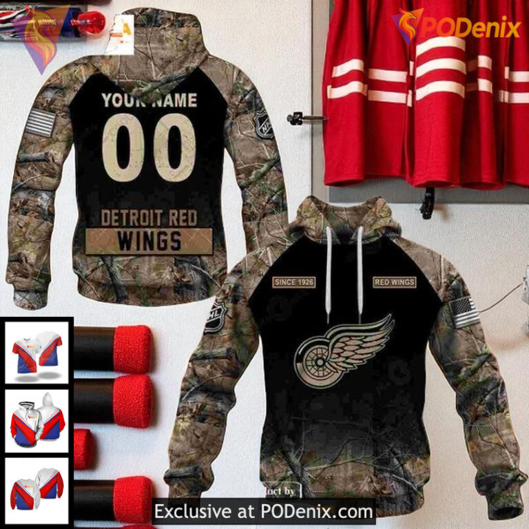 NHL Detroit Red Wings Hoodie 3D Camouflage Style Custom Name Since 1926