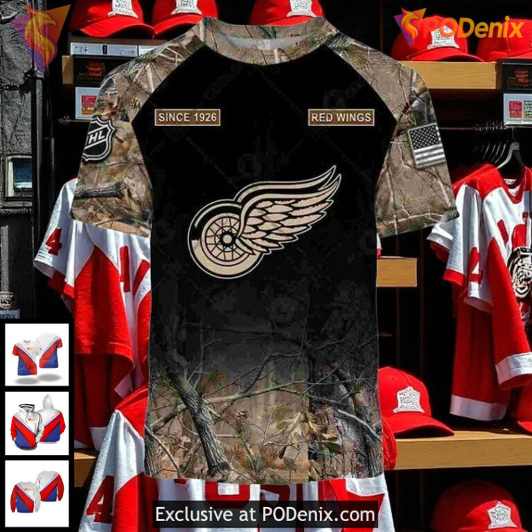 NHL Detroit Red Wings Hoodie 3D Camouflage Style Custom Name Since 1926 - 2