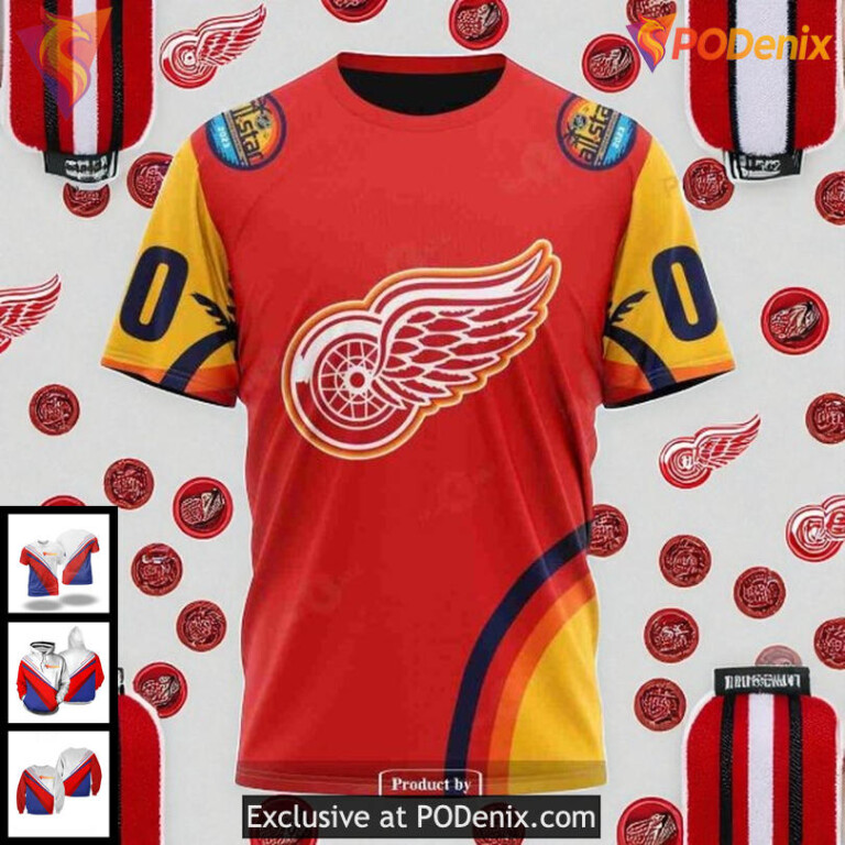 NHL Detroit Red Wings Hoodie 3D Custom All Star Sunset Design Apparel - 2