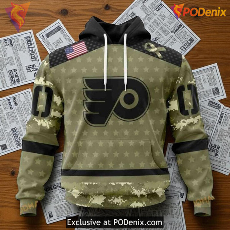 NHL Flyers All Over Print 3D Hoodie Camo Military Appreciation Shirt