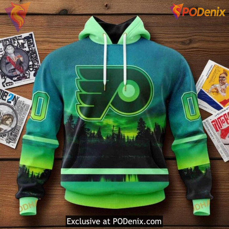 NHL Flyers All Over Print 3D Hoodie, Northern Light Full Printed Concept
