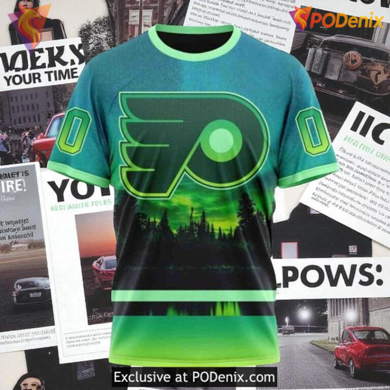 NHL Flyers All Over Print 3D Hoodie, Northern Light Full Printed Concept - 2