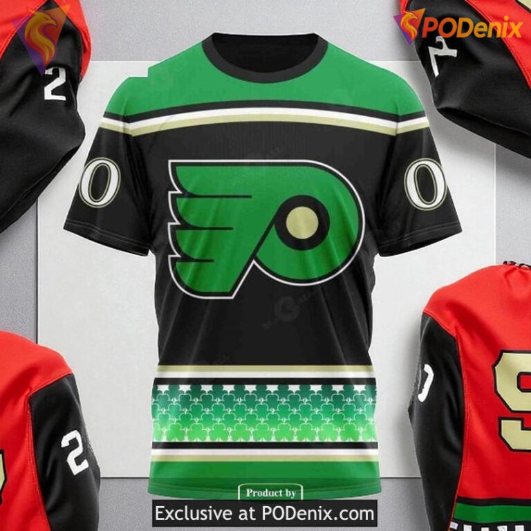 NHL Flyers All Over Print 3D Hoodie, St Patrick's Day NHL Hockey Hoodie - 2