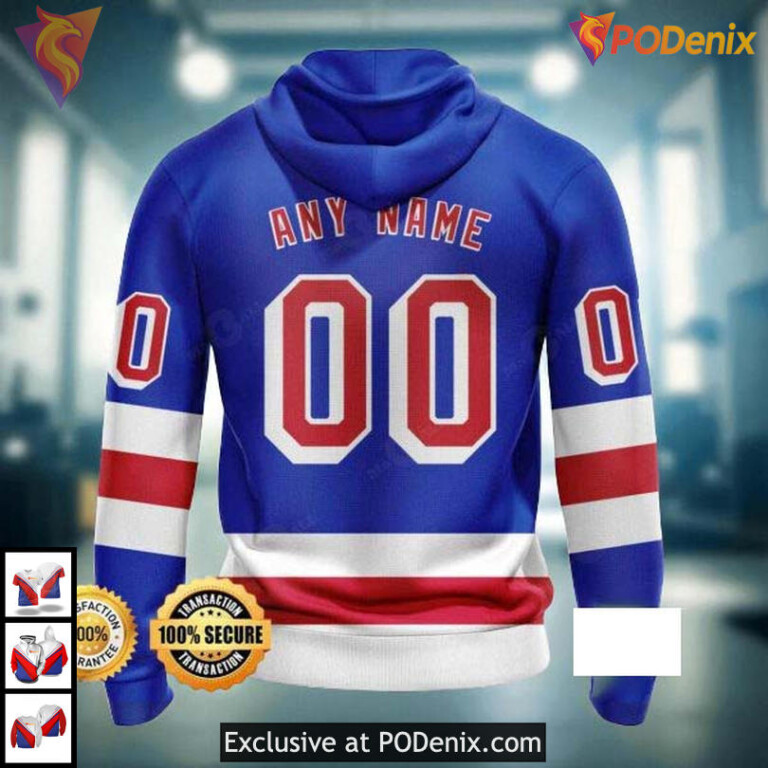 NHL Ice Hockey Team Clothing Personalized Custom Number New York Rangers Hoodie 3D - 1