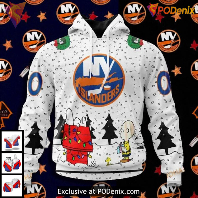 NHL New York Islanders Hoodie 3D Christmas Snoopy Inspired Holiday Design