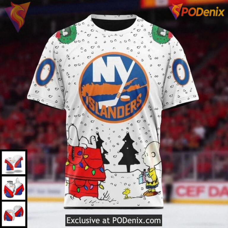 NHL New York Islanders Hoodie 3D Christmas Snoopy Inspired Holiday Design - 2