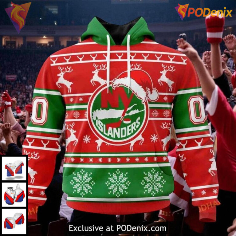 NHL New York Islanders Hoodie 3D Custom Christmas Edition With Reindeer Style