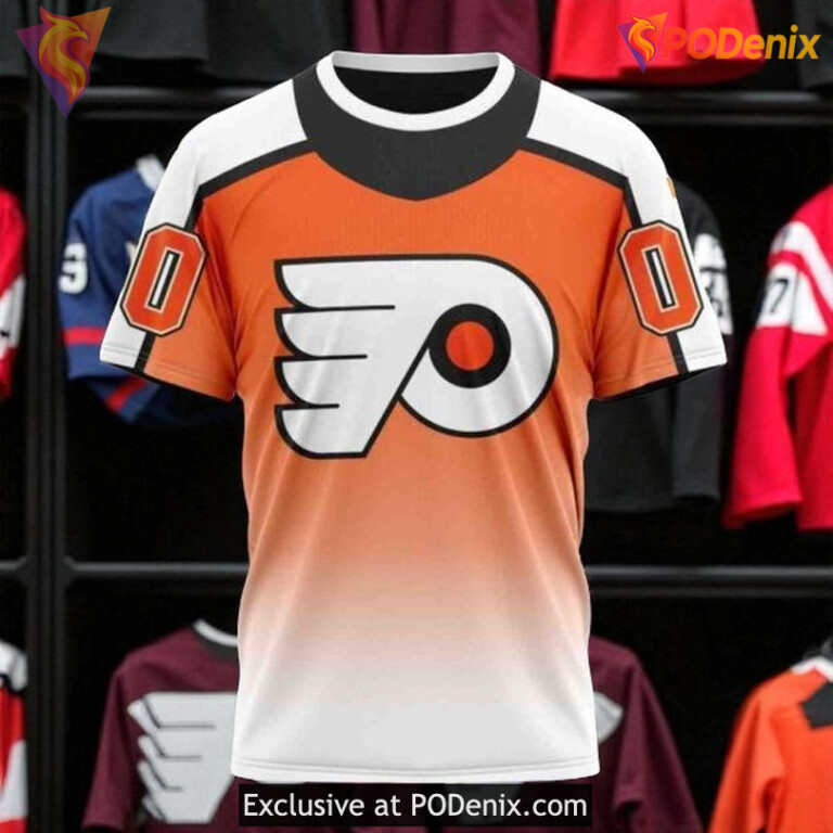 NHL Philadelphia Flyers Hoodie Retro Gradient Personalized 3D Design - 2