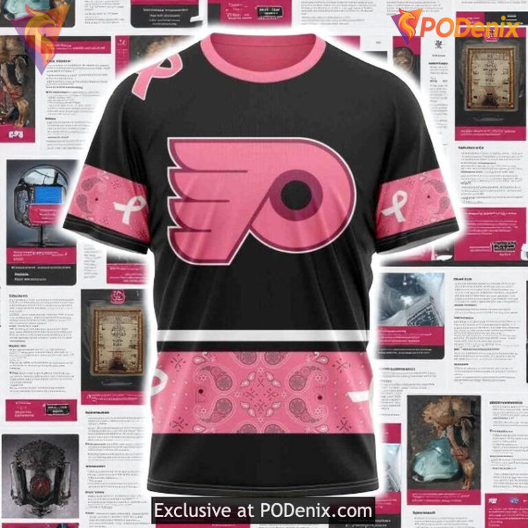NHL Philadelphia Flyers Hoodie We Wear Pink Breast Cancer NHL 3D Style - 2