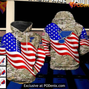 NHL St Louis Blues Hoodie, American Flag Camo Design For Veteran Fans